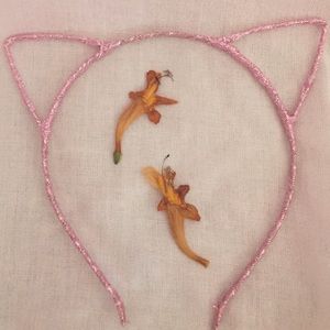 cute pink sparkly cat ears headband